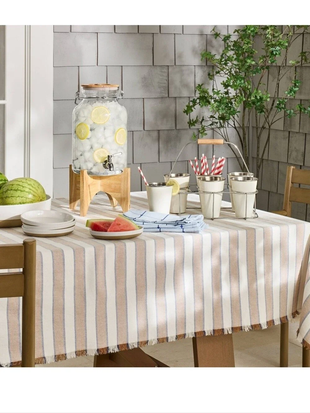 Hearth & Hand Striped Tablecloth 84in.×60in.